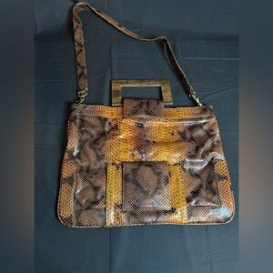 Brown Snake Print Women's Bag